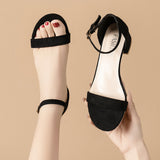 Women's Sandals Spring/Summer 2024 New Student Versatile Thick Heel Sandals Roman Fairy Low Heel High Heel Women's