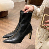 Breakj Shoreside Gentle High-Sense High-Skinned High-Legged Boots Girl Soft Skin Skin Skin Short Boots Women Spring And Autumn