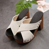 Breakj Summer New Korean Version Of The Toe Thick Toe Cool Drag Thick Hedging And Waterproof Slipper Women Cross With High Heel Large Size Women's