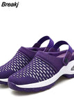 Summer Platform Sandals Women Mesh Sneakers Breathable Slip on Buckle Strap Female Beach Outdoors Shoes