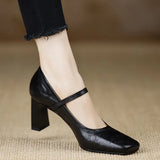 Breakj Retro Square Shallow Mouth Mary Jane Single Shoes Women's Spring 2025 New Word Buckle Lady Casual Single