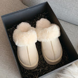 Slippers Women Winter Plush Sandals Luxury Slip on Platform Slides Female Thick Sole Designer Cotton Home