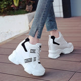 White Trendy Shoes Women High Top Sneakers Women Platform Ankle Boots Basket Femme Chaussures Femmes Height Increase