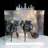 Breakj And Autumn Bride 18-Year-Old Crystal Princess Rite Bowed Men's High Heels Women With Fine Heel