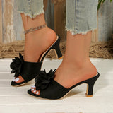 Breakj Summer New Large-Size Women's Shoes Fashion Flowers High-Heeled Slippers Women's Cool