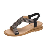 Breakj 2025 Summer New Water Drill Slope Heel Sandals Women With Roman Toe Fashion Sandals