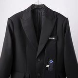 Irregular Patchwork Appliques Blazer For Women Notched Long Sleeve Black Blazers Female Fashion New Clothing