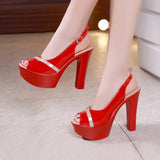 High-Heeled Sandals Summer 2023 Thick Heels Hollowed-Out Korean Version Muffin Waterproof Table Thick-Soled Fish Mouth Shoes Large Size Women's