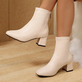 Breakj 2025 New Thick And Short Boots Women's High-Sleet Single Boots French Fashion Casual Models Coarse And Naked