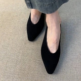 Breakj Scrub Skin Simple One Foot Pedal Single Shoes Women's Shallow Head Retro Coarse Granny