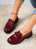 Leather Paint Happy Shoes 2025 New Face Tuxedo And Retro Large-Size Fashion Casual Single