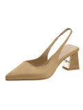 Show Thin Suede High Heel Single Shoes Female Temperament 2023 New Spring And Summer Thick Heel Simple After Empty Head
