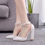 Breakj Cm Thick Heel Sandals Beaded Sous-Suded Women's Shoes Spring Women's Shoes Light-Mouthed Fashion Thick Heel