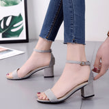 Breakj Summer Breathable Women's Sandals New Simple Women's Shoes In The Heel With Buckle Thick Heel Sandals