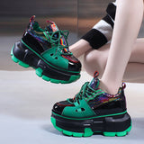 Glitter Women's Chunky Dunky Sneaker 2022 Reflective High Platform Shoes for Women Silver Thick Bottom Vulcanized