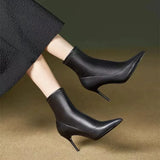 Breakj Short Boots Women 2025 New Autumn And Winter White Thin Boots Pointed High-Heeled Shoes White French Fine