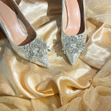 Breakj Engagement Main Wedding Shoes 2025 New Spring And Summer Crystal Lily Wedding Bridal Shoes High