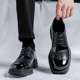 Breakj Shoes Male British Business Dress Korean Version Of Square Head Splicing Leisure Trend Youth Studio Suit Shoes