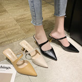 Semi-Dragged Women In Spring 2024, The New Korean Version Of Pointy Hollowed-Out Fashion, Thin Heels And High-Heeled
