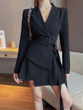 Asymmetrical Slim Blazer For Women Notched Collar Long Sleeve Solid Blazers Female Spring Clothing Style New