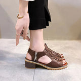 Breakj Summer New Women's Shoes Korean Version Of Coarse Sandals Side Zipper Leisure Slope And Solid Color Coarse Large-Size Sandals