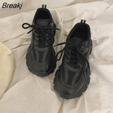 Women Sneakers Casual Breathable Vulcanized Shoes Woman High Platform Sneakers Femme Lace Up White Non Slip Walking