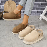 Breakj Autumn New Large-Size Slippers Women Fashion Beef Velvet Thick Bottom Magic Sticker Head
