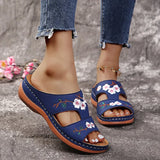 Breakj Large-Size One-Size-In-One Slippers Women's Summer Roman Shoes Heel Thick-Soled Sandals Embroidered Women's Cool