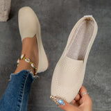 Breakj 2024 New Large-Size Square Head Flat Bottom Flying Single Shoes Women's One-Legged Casual