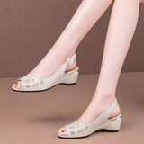 Breakj New Fish Mouth Sandals Women 2025 Slope Heel Buckle With Comfortable Women's Shoes Water Drill Sandals