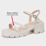 Size 34-39 Women Sandals Rome Real Leather High Heels Summer Shoes For Women 2023 Trend Ankle Strap Platform
