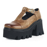 The Large Size 43 Women Solid Buckle Platform High Heel Shoes Punk Gothic Casual Quality Pumps Women
