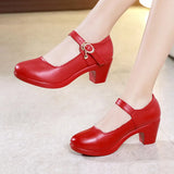 Round Head 8Cm High Heels Clasp Shallow Commuter Professional Work Shoes Cheongsam Models Catwalk