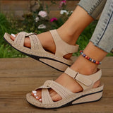 Round Head Pop Slope Heel Height Muller Velcro Adjustable Slipper Sandals