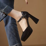 Breakj Temperament Thick With Frosted Soft Leather High Heels Female 2023 Spring Waterproof Platform Thick Bottom Tip A Word With Shallow Mouth Single