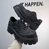 Breakj Bottom Derby Shoes Male Advanced Sense Matte Light Minority Increased Big Head Leather Shoes British Commuter Platform Shoes