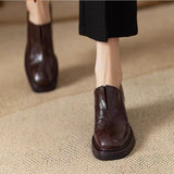 Breakj Thick Heel With High Heel Deep Mouth Square Head Single Shoes Female 2024 Spring New Versatile Comfortable Small Leather Shoes Cover Foot Low