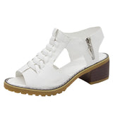 Breakj Summer New Women's Shoes Korean Version Of Coarse Sandals Side Zipper Leisure Slope And Solid Color Coarse Large-Size Sandals