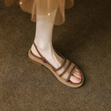 New Women's Flat Bottom Roman Strap Sandals with Non Slip Rubber Soles Fashion Women's