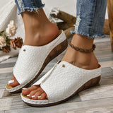 Breakj Large-Size Slippers Thick-Bottomed Fish Mouth Car Sewing Women's Slippers Crocodile PU Women's