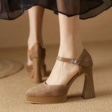 Breakj Temperament Thick With Frosted Soft Leather High Heels Female 2023 Spring Waterproof Platform Thick Bottom Tip A Word With Shallow Mouth Single