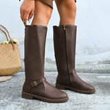 Breakj For Women's Leather Boots 2025 Spring And Autumn New Zipper Low-Heeling Boots Knight Boots High-Sleech Women's