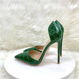Green Crocodile Effect Women Pointy Toe High Heels 8cm 10cm 12cm Customize Ladies Sexy Stiletto Pumps Club Party
