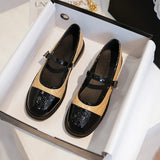 Strap Mary janes camellia flower embroider flat shoes leather patchwork lolita flats women round toe plaid loafers size