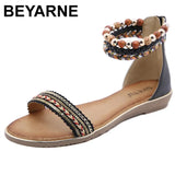 Size Low Sandals Woman Leather Suit Female Beige Summer Heels Clogs Wedge Shoes Lady 2021Big Low-heeled
