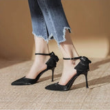 Breakj Women 2025 Summer New Beautiful Pointed Wedding Shoes Bridal Satin In The Air Shallow Mouth Of Fine Sandals