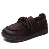Breakj Layer Of Cow Leather Hand-Retro Single Shoe Women 2025 Spring New Comfortable Soft-Soled Casual Shoes Round Leather Women's