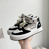 shoes Women's Mid Top Casual Shoes 2024 Spring Autumn Versatile Breathable Sneakers Thick Soled Shoes Woman