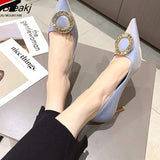 Pointed Toe High Heel Women Single Shoes Rhinestones Black Sexy High Heel Spring
