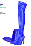 Breakj And Winter New Women's Boots Women Sexy High-Trace Zipper High-Slellaned Sharp Leather Tips Large Size Women